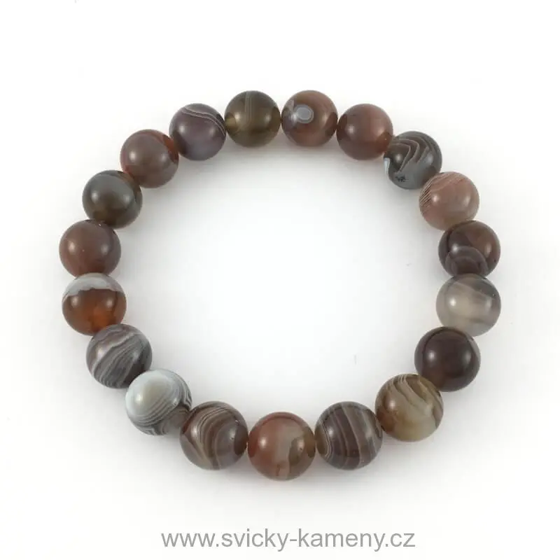 NÁRAMEK Z KORÁLKŮ - ACHÁT BOTSWANA 10 mm