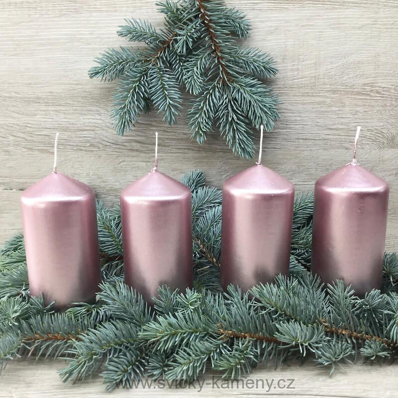 ADVENTNÍ SVÍČKA LAKOVANÁ VYSOKÁ 50x90mm RŮŽOVÁ