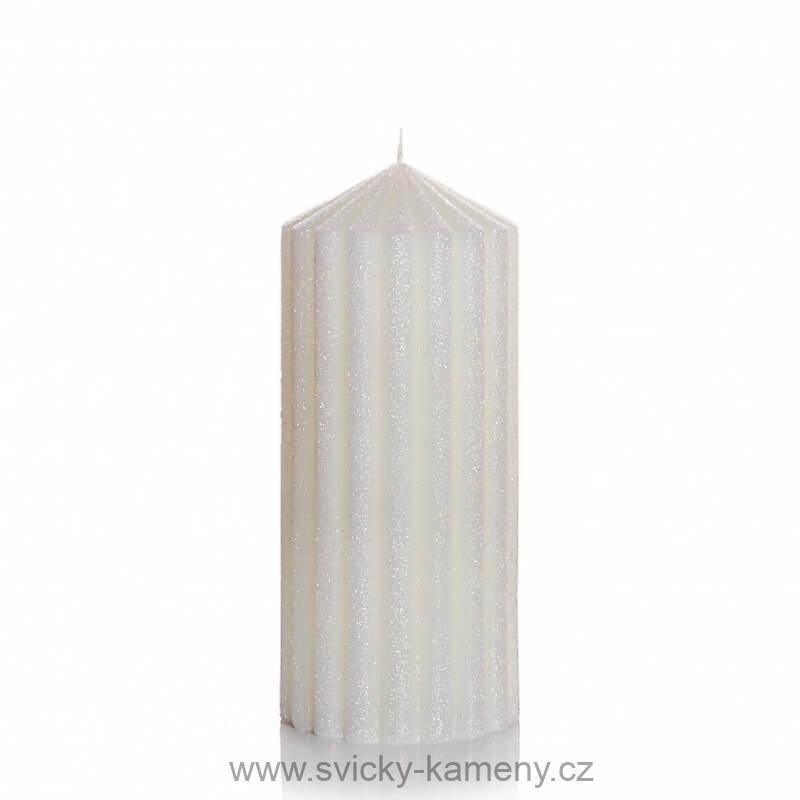 SVÍČKA VÁNOČNÍ DÁRKOVÁ ZIMNÍ SVETR VÁLEC 70x160 mm BÍLÁ PERLEŤ