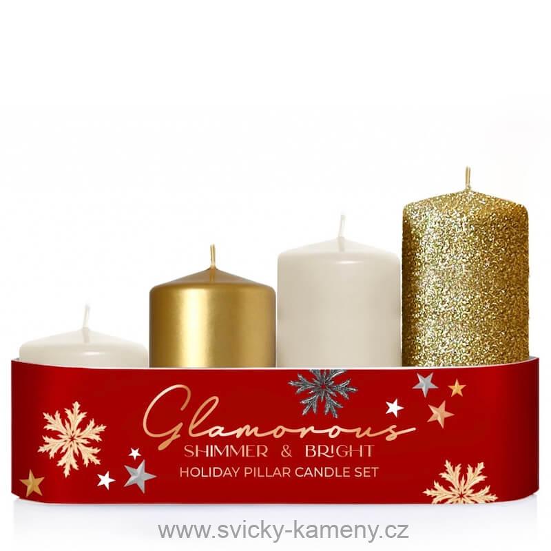 ADVENTNÍ SVÍČKA POSTUPKA LAK 40x100/85/70/55mm ZLATÁ MIX