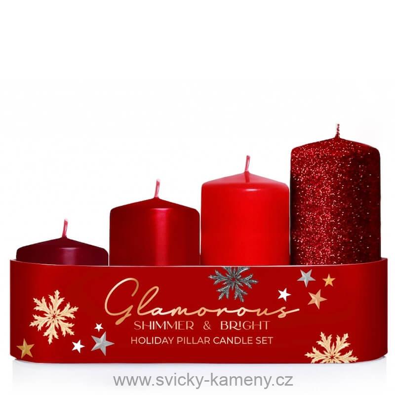 ADVENTNÍ SVÍČKA POSTUPKA LAK 40x100/85/70/55mm ČERVENÁ MIX