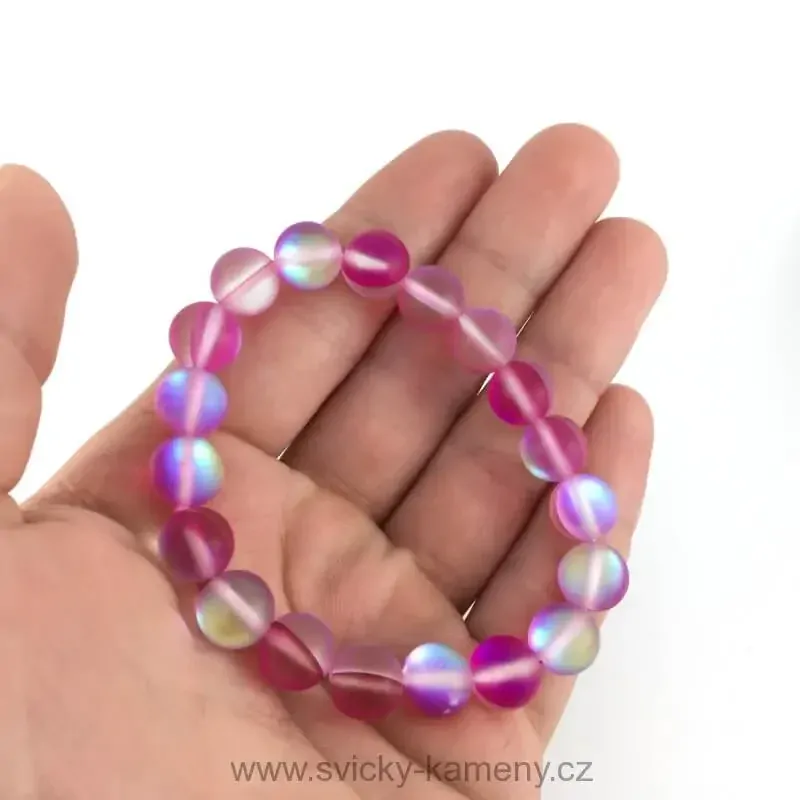 NÁRAMEK Z KORÁLKŮ - OPALIT RŮŽOVÝ 10 mm
