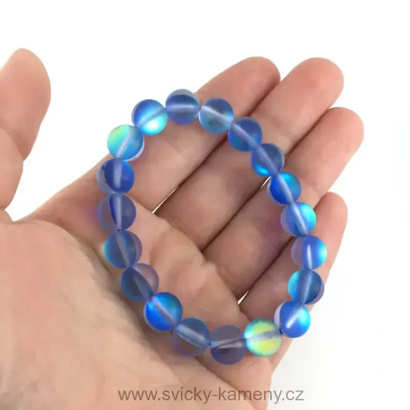 NÁRAMEK Z KORÁLKŮ - OPALIT MODRÝ 10 mm