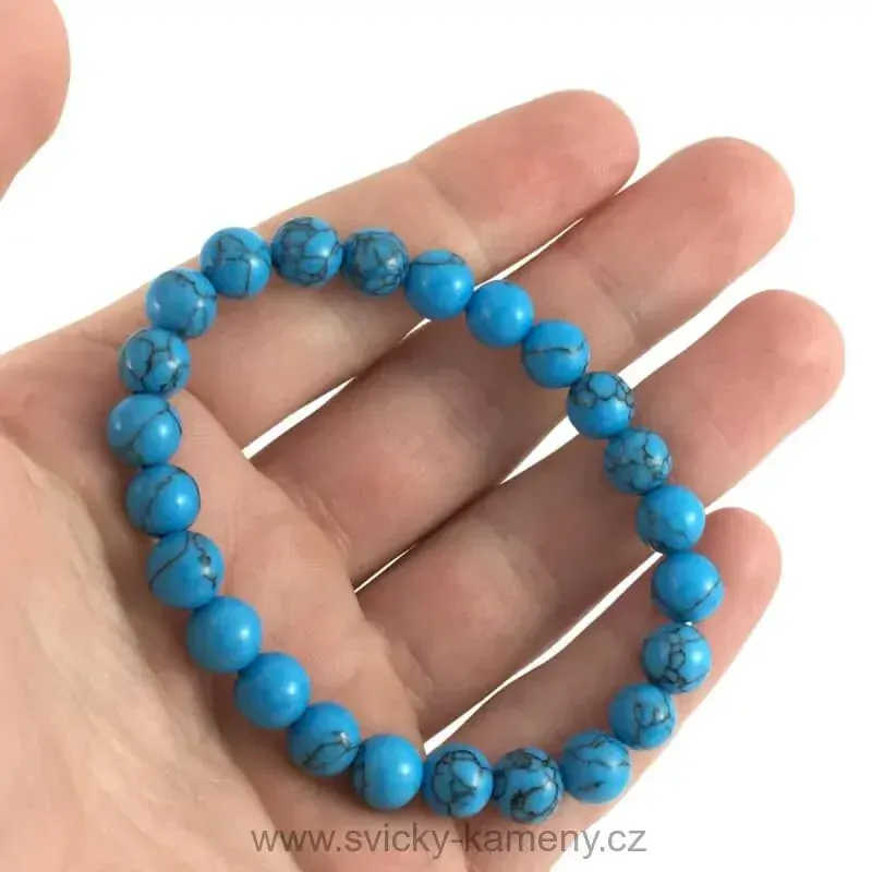 NÁRAMEK Z KORÁLKŮ - TYRKYSOVÝ TYRKENIT 8mm 