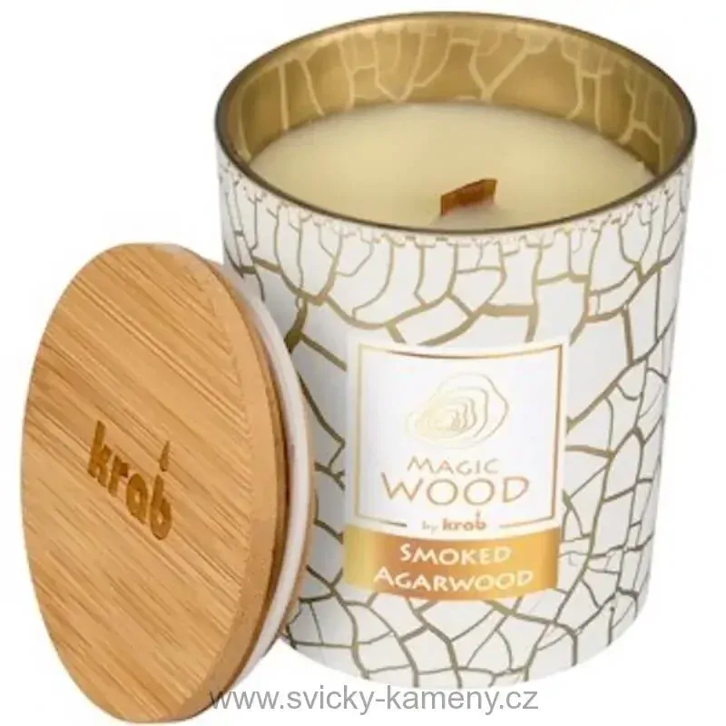 SVÍČKA DÁRKOVÁ VONNÁ MAGIC WOOD SMOKED AGARWOOD 300 g. s dřevěným knotem