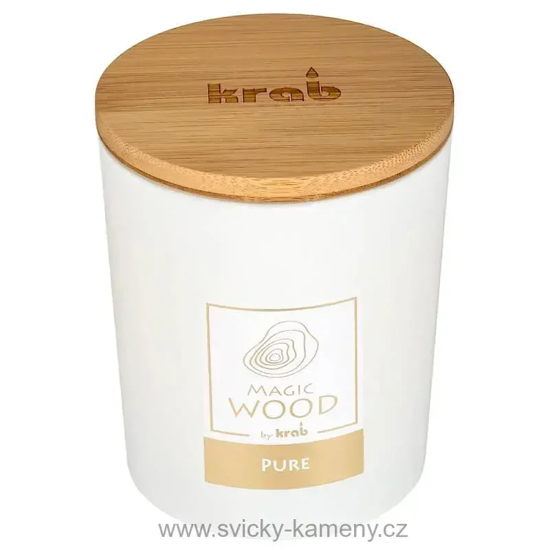 SVÍČKA DÁRKOVÁ VONNÁ MAGIC WOOD PURE 300 g. s dřevěným knotem
