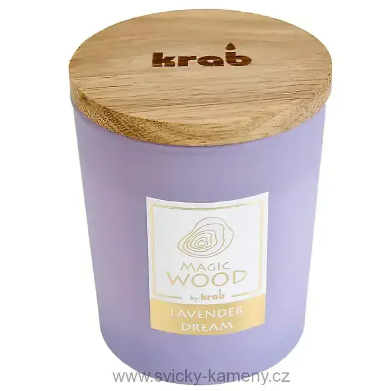 SVÍČKA DÁRKOVÁ VONNÁ MAGIC WOOD LAVENDER DREAM 300 g. s dřevěným knotem