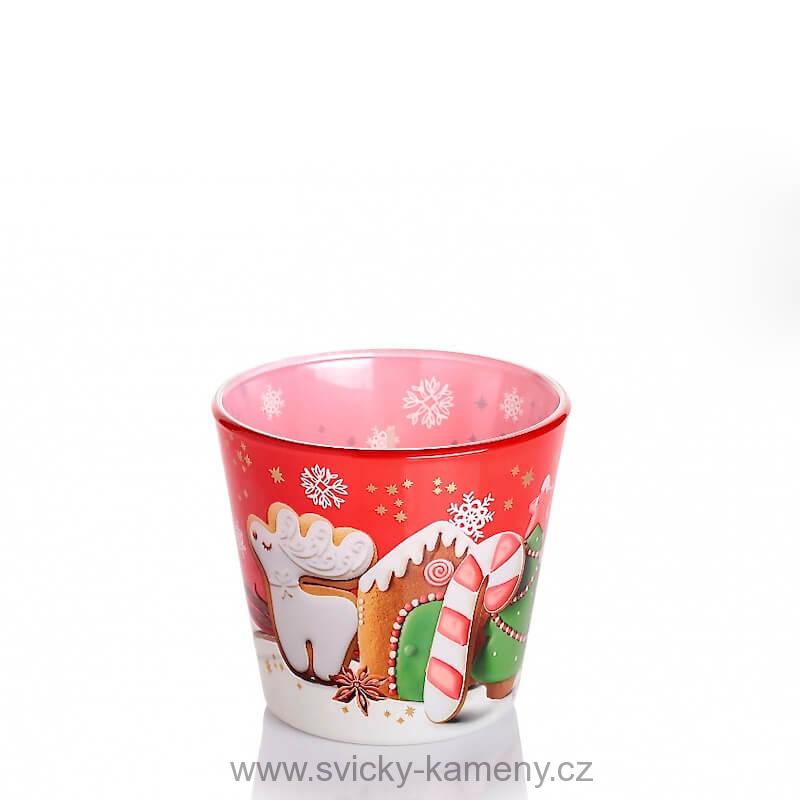 SVÍČKA VÁNOČNÍ DÁRKOVÁ VONNÁ VE SKLE 115 g. VÁNOČNÍ CUKROVÍ VANILKA  