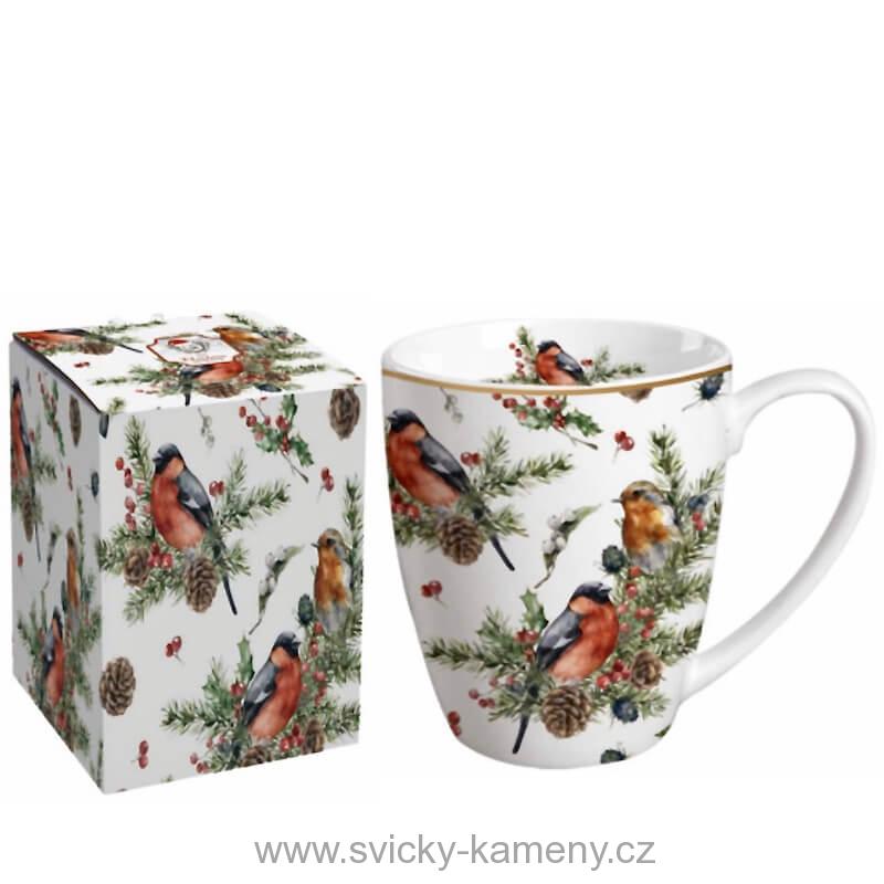 DÁRKOVÝ HRNEK KLASIK 380 ml VÁNOČNÍ PTÁČCI