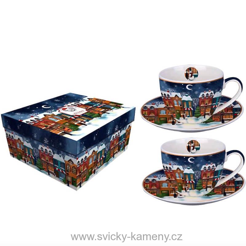 DÁRKOVÝ ŠÁLEK S PODŠÁLKEM 280 ml VÁNOČNÍ MĚSTO 2kusy