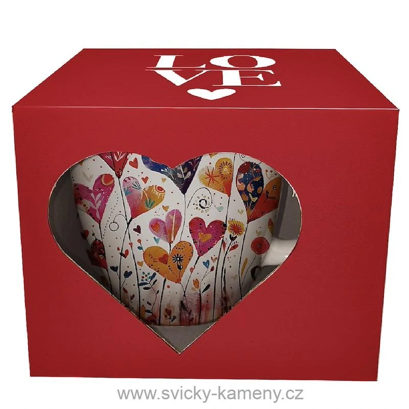 DÁRKOVÝ HRNEK VYSOKÝ 650ml BAREVNÁ SRDÍČKA