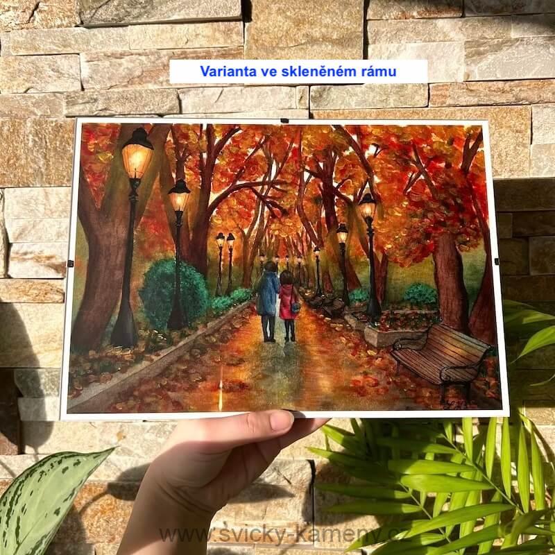 PODZIMNÍ ROMANCE Akvarelový obraz - A4 formát