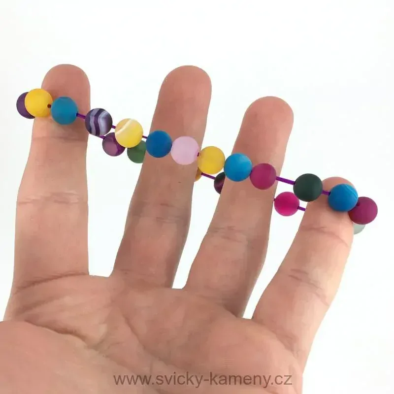 NÁRAMEK Z KORÁLKŮ - ACHÁT BAREVNÝ 8mm