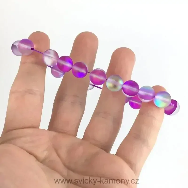 NÁRAMEK Z KORÁLKŮ - OPALIT FIALOVÝ 10 mm