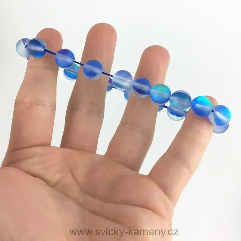 NÁRAMEK Z KORÁLKŮ - OPALIT MODRÝ 10 mm