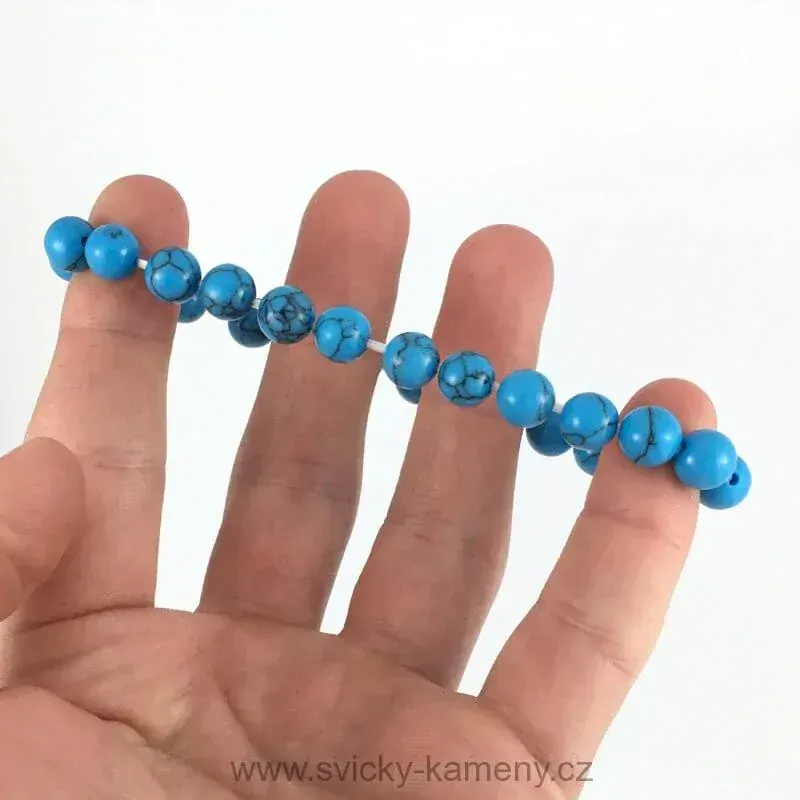 NÁRAMEK Z KORÁLKŮ - TYRKYSOVÝ TYRKENIT 8mm 