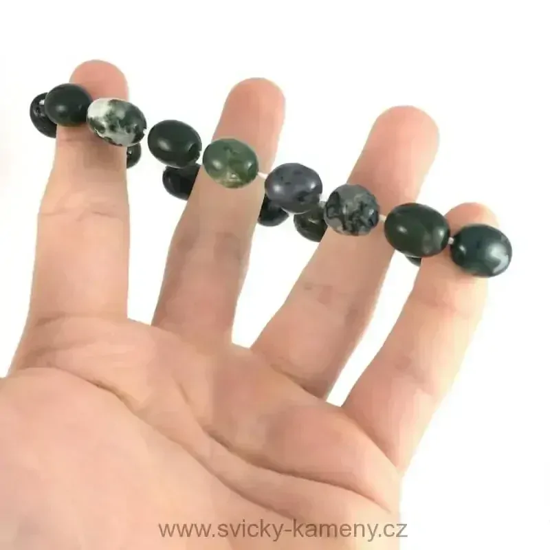NÁRAMEK Z KORÁLKŮ - TROMLOVANÝ ACHÁT MECHOVÝ