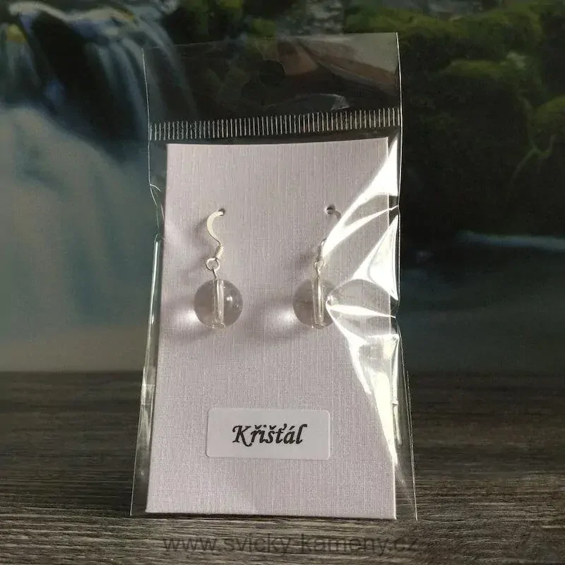 NÁUŠNICE Z KORÁLKŮ KŘIŠŤÁL ČISTÝ 10mm