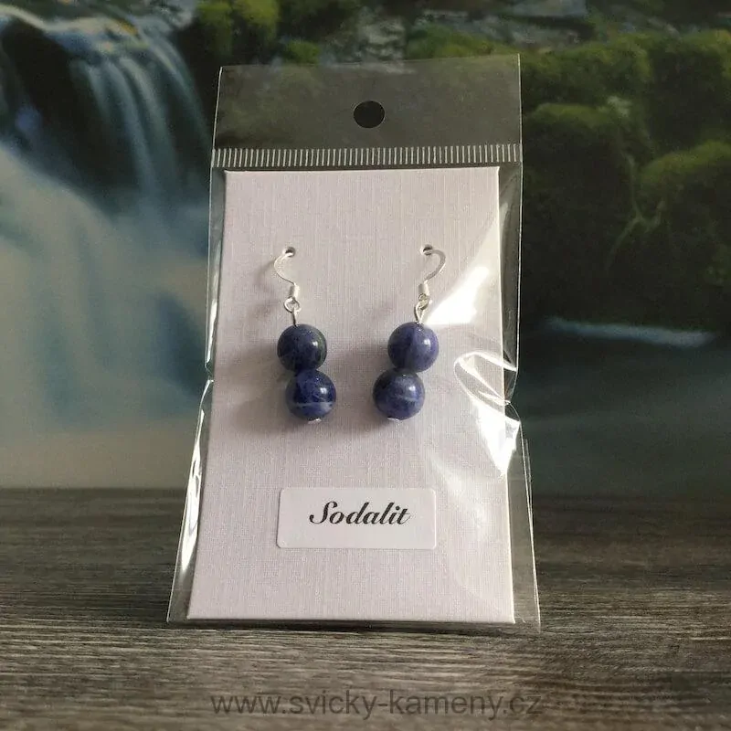 NÁUŠNICE Z KORÁLKŮ SODALIT 8mm