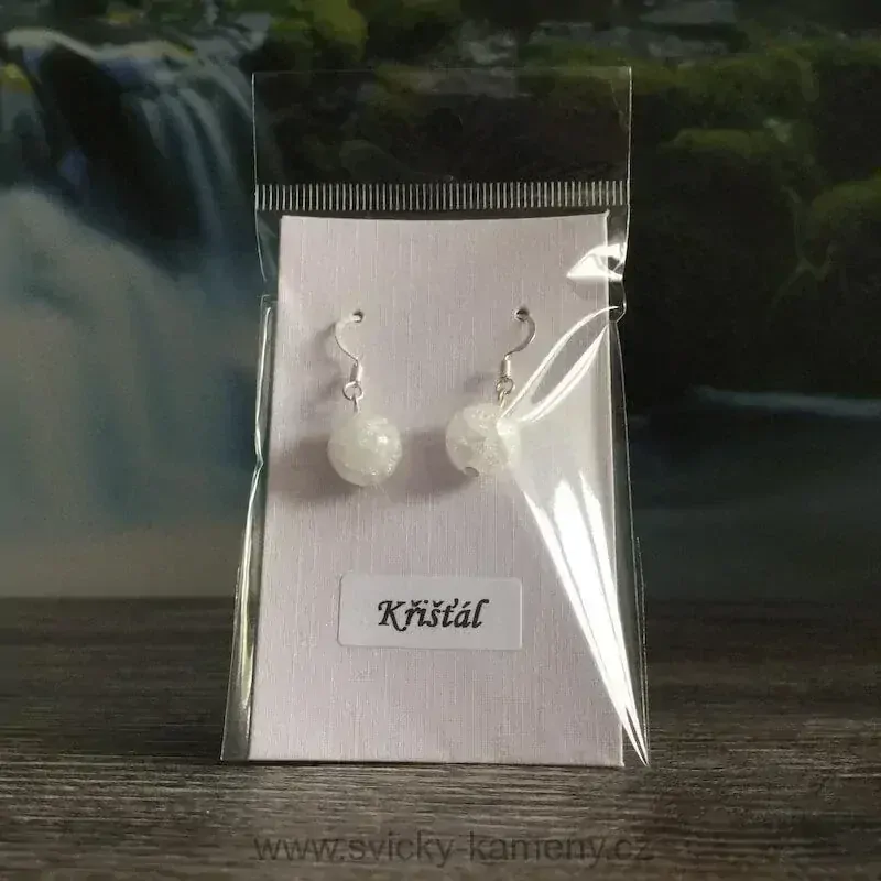 NÁUŠNICE Z KORÁLKŮ KŘIŠŤÁL PUKANÝ 10mm