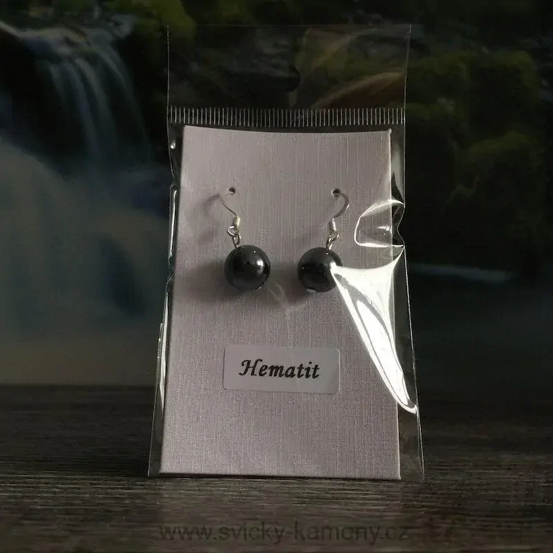 NÁUŠNICE Z KORÁLKŮ HEMATIT 10mm