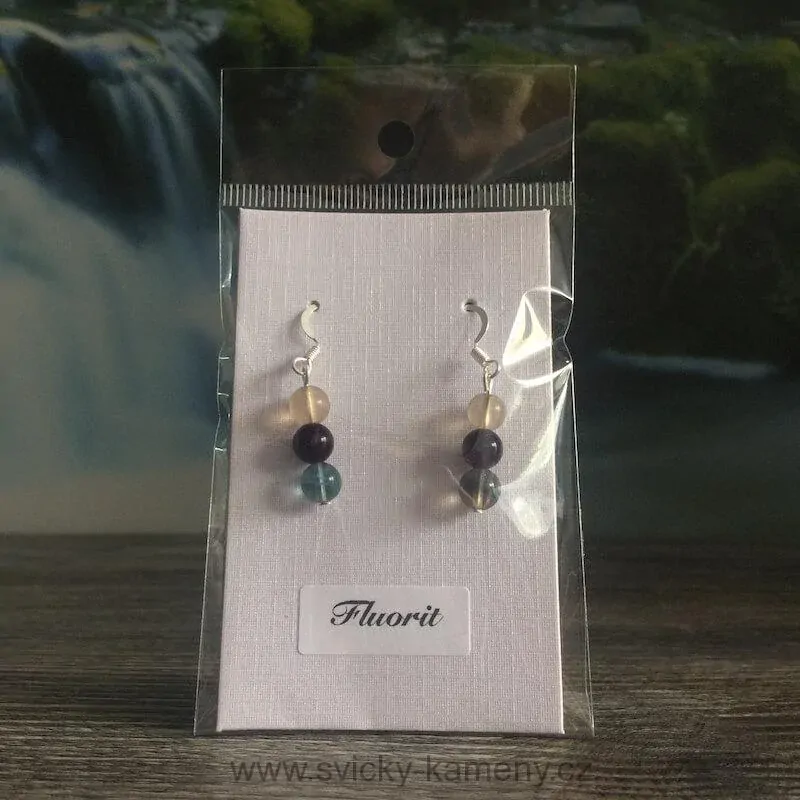 NÁUŠNICE Z KORÁLKŮ FLUORIT 6mm