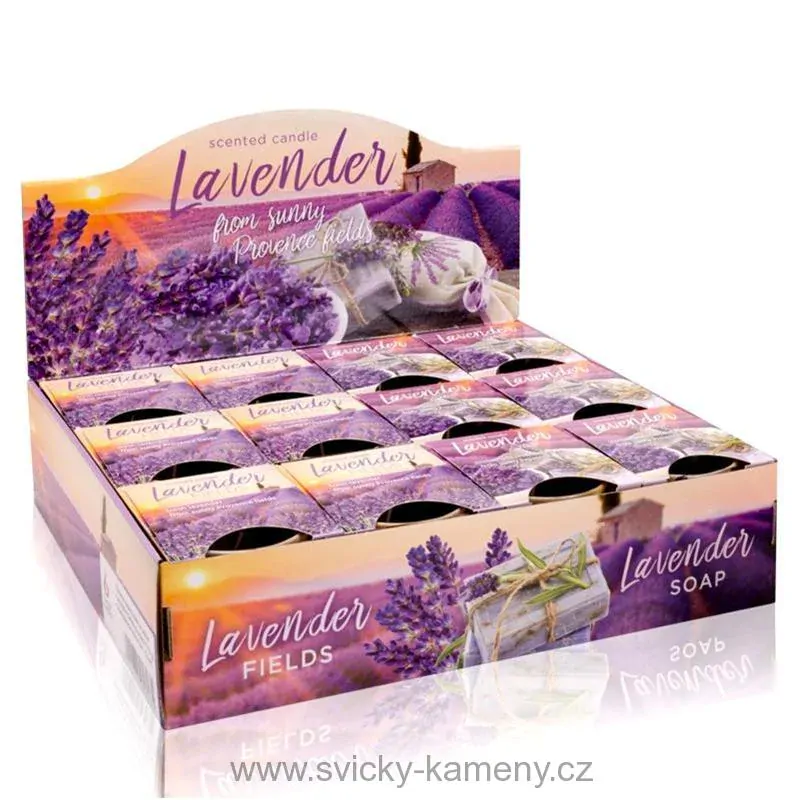 SVÍČKA DÁRKOVÁ VONNÁ VE SKLE LEVANDULE FIELDS 115 g.