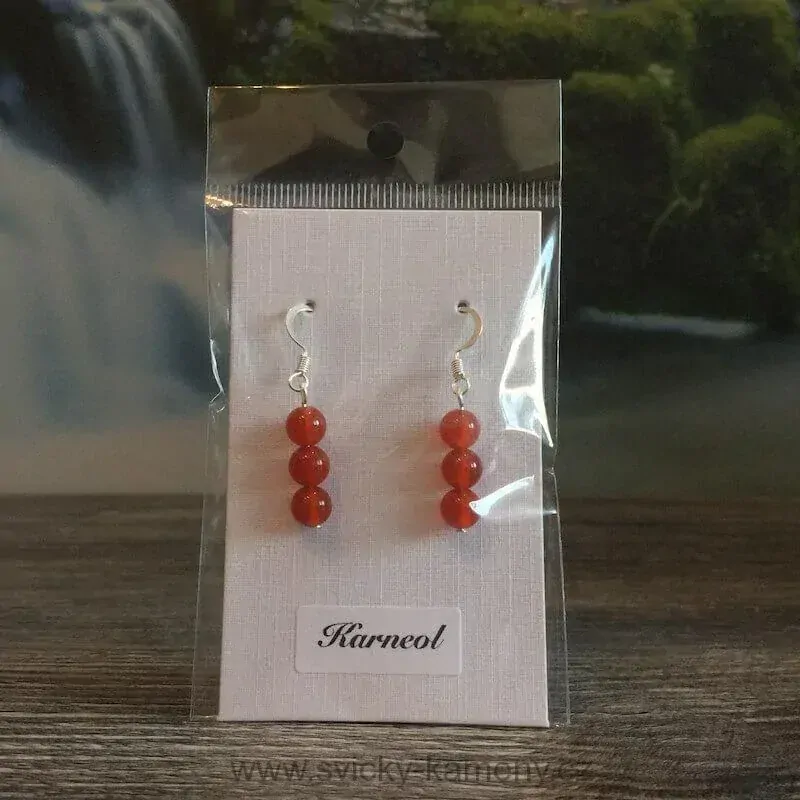 NÁUŠNICE Z KORÁLKŮ KARNEOL 6mm
