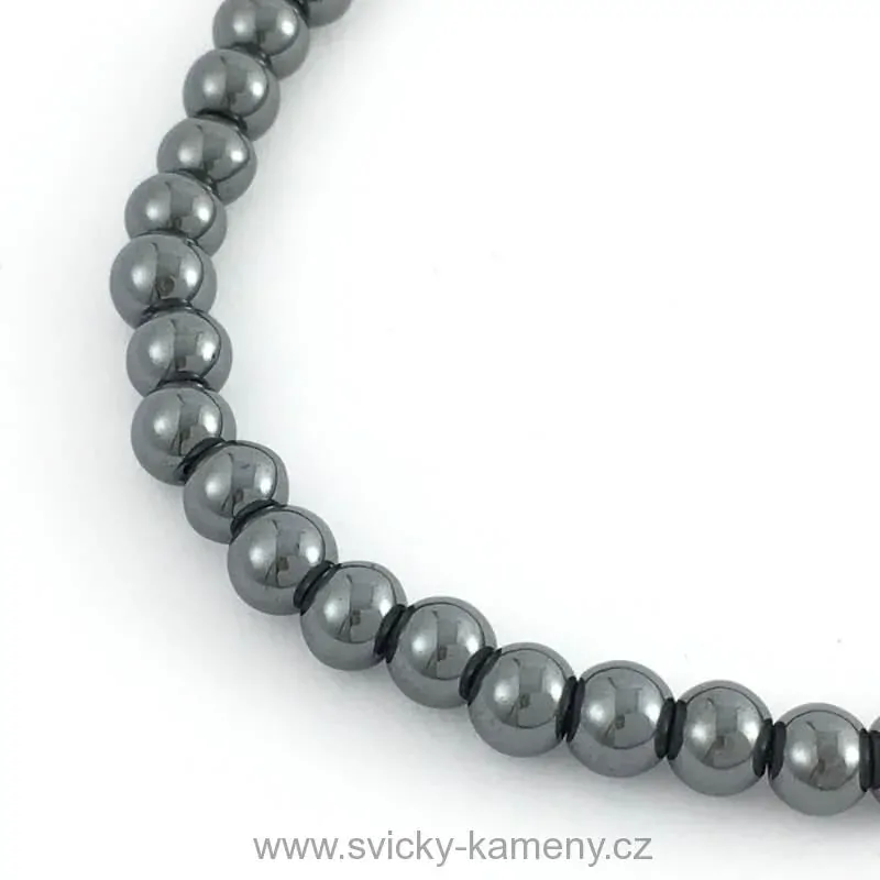 NÁRAMEK Z KORÁLKŮ - HEMATIT 4mm
