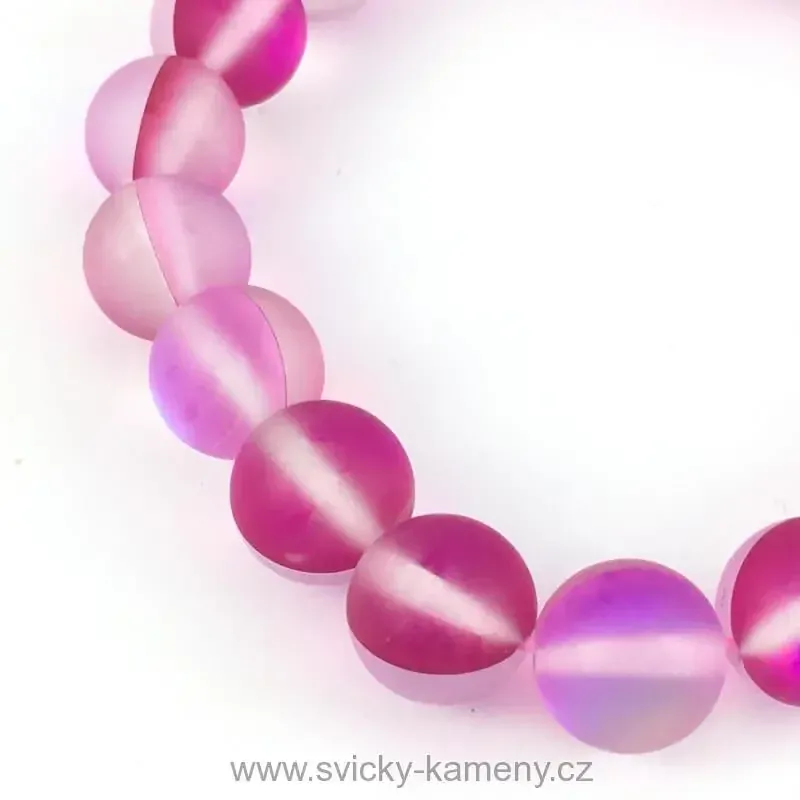 NÁRAMEK Z KORÁLKŮ - OPALIT RŮŽOVÝ 10 mm