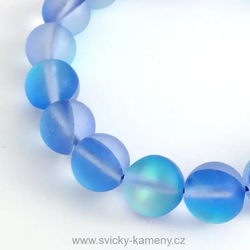 NÁRAMEK Z KORÁLKŮ - OPALIT MODRÝ 10 mm