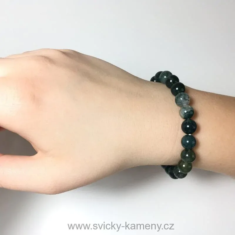 NÁRAMEK Z KORÁLKŮ - ACHÁT MECHOVÝ 8mm 