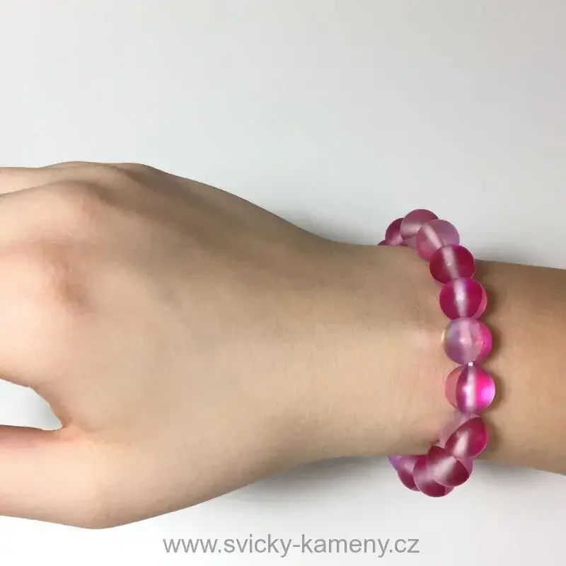 NÁRAMEK Z KORÁLKŮ - OPALIT RŮŽOVÝ 10 mm