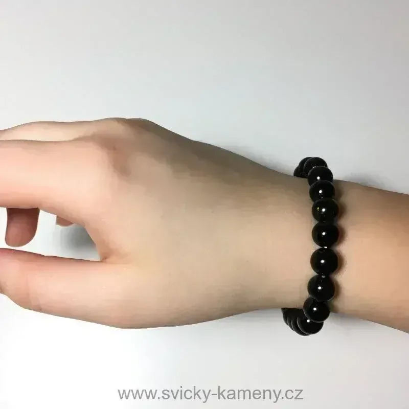 NÁRAMEK Z KORÁLKŮ - TURMALÍN ČERNÝ 8mm