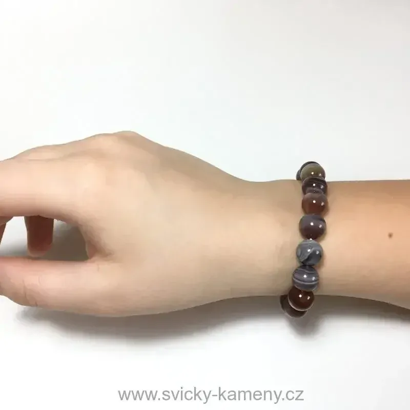 NÁRAMEK Z KORÁLKŮ - ACHÁT BOTSWANA 10 mm