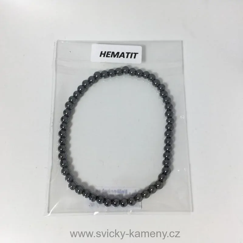NÁRAMEK Z KORÁLKŮ - HEMATIT 4mm