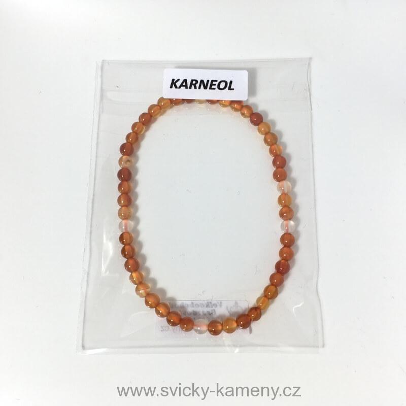 NÁRAMEK Z KORÁLKŮ - KARNEOL Barevný 4mm