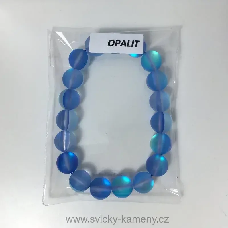NÁRAMEK Z KORÁLKŮ - OPALIT MODRÝ 10 mm
