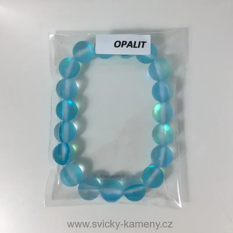 NÁRAMEK Z KORÁLKŮ - OPALIT TYRKYSOVÝ 10 mm