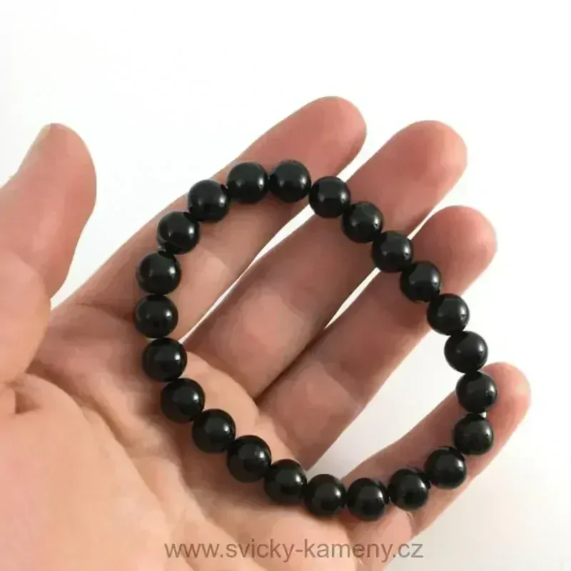 NÁRAMEK Z KORÁLKŮ - TURMALÍN ČERNÝ 8mm