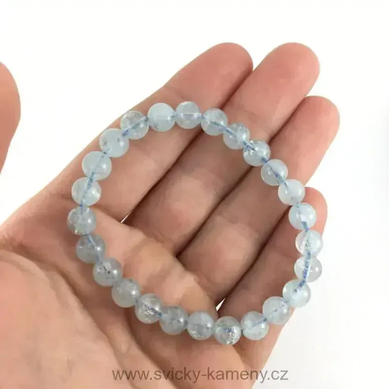 NÁRAMEK Z KORÁLKŮ - AKVAMARÍN 8mm