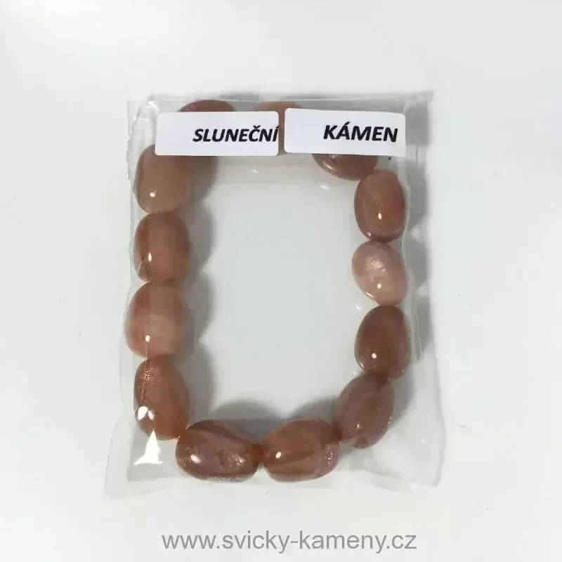 NÁRAMEK Z KORÁLKŮ - TROMLOVANÝ SLUNEČNÍ KÁMEN