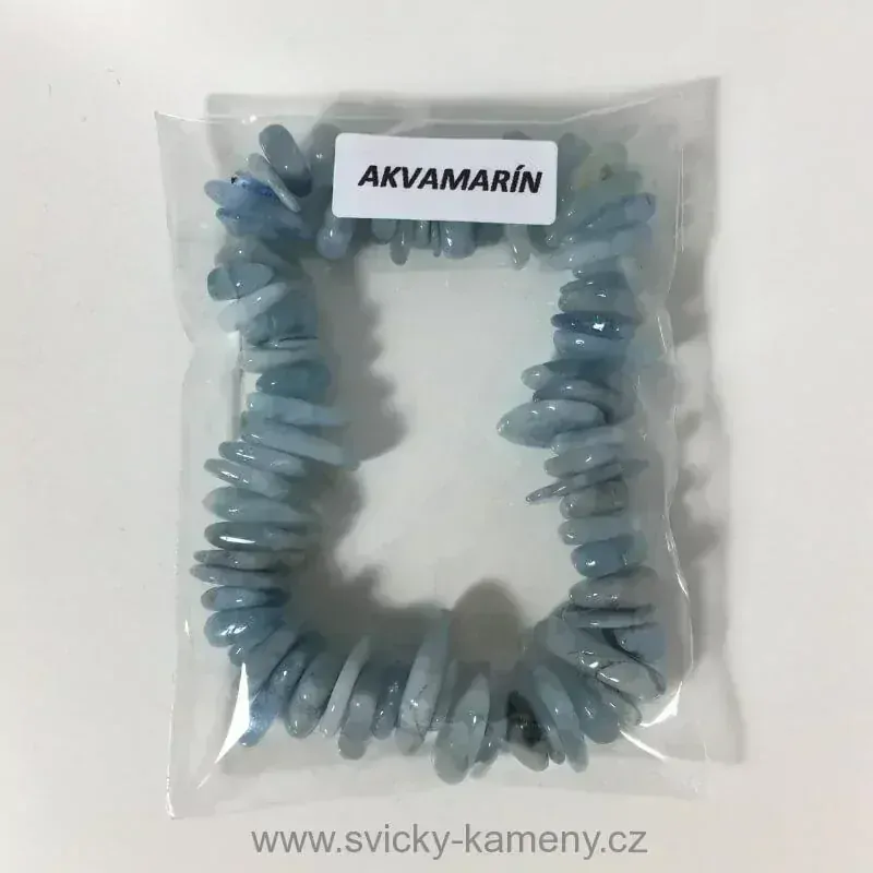 NÁRAMEK Z KORÁLKŮ - AKVAMARÍN DISK