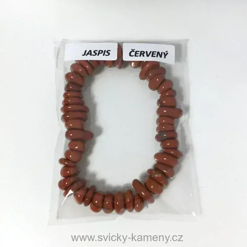 NÁRAMEK Z KORÁLKŮ - JASPIS ČERVENÝ DISK