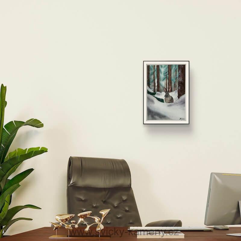 STRÁŽCE ZIMNÍHO LESA Akvarelový obraz - A4 formát