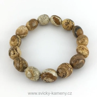 NÁRAMEK Z KORÁLKŮ - TROMLOVANÝ JASPIS OBRÁZKOVÝ 