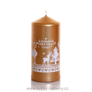 SVÍČKA VÁNOČNÍ DÁRKOVÁ SCANDINAVIAN VÁLEC 60x130 mm ZLATÁ