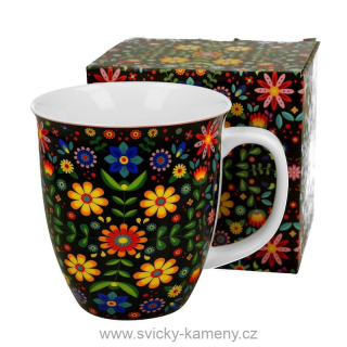 DÁRKOVÝ HRNEK VYSOKÝ 650ml BAREVNÉ KVĚTY