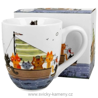 DÁRKOVÝ HRNEK VELKÝ XXL 1000 ml KOČKY V LODIČCE