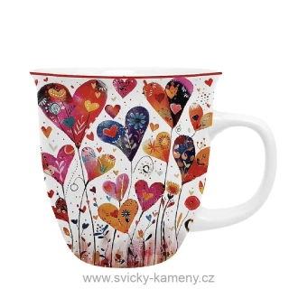DÁRKOVÝ HRNEK VYSOKÝ 650ml BAREVNÁ SRDÍČKA